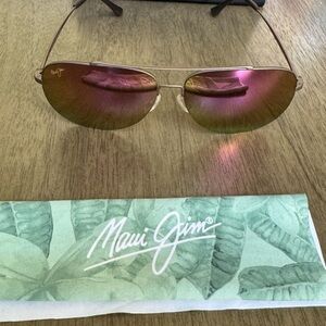 Maui Jim Aviator Sunglasses with Pink Lenses